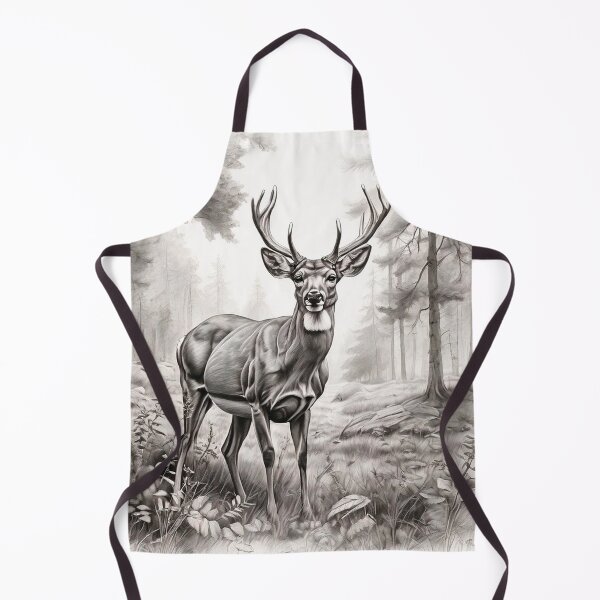 Item preview, Black and white deer pencil drawing designed and sold by Pencil-Art.
