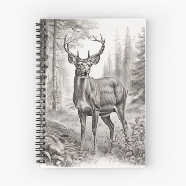 Item preview, Black and white deer pencil drawing designed and sold by Pencil-Art.
