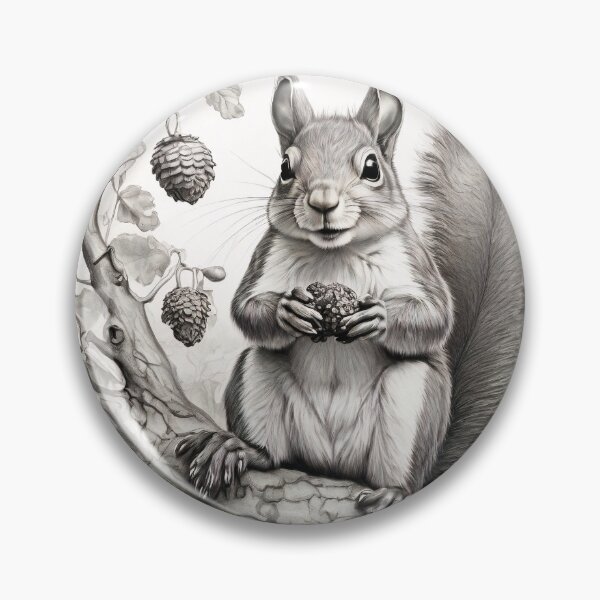 Item preview, Black and white Squirrel pencil drawing designed and sold by Pencil-Art.