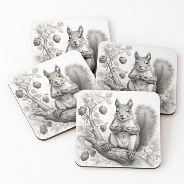 Item preview, Black and white Squirrel pencil drawing designed and sold by Pencil-Art.