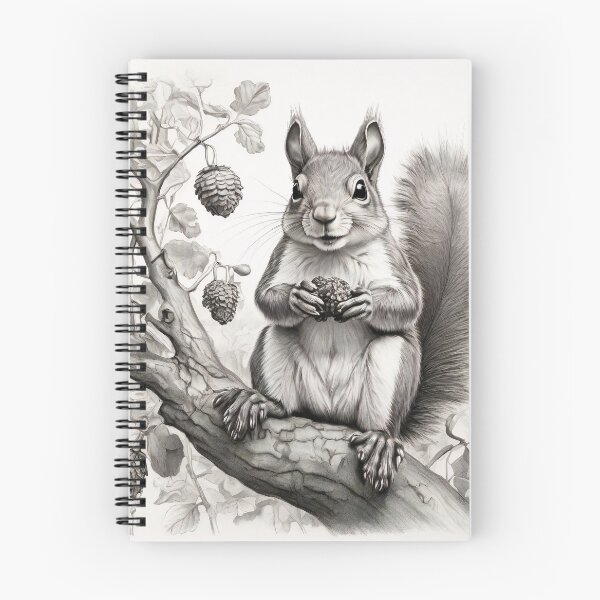 Item preview, Black and white Squirrel pencil drawing designed and sold by Pencil-Art.