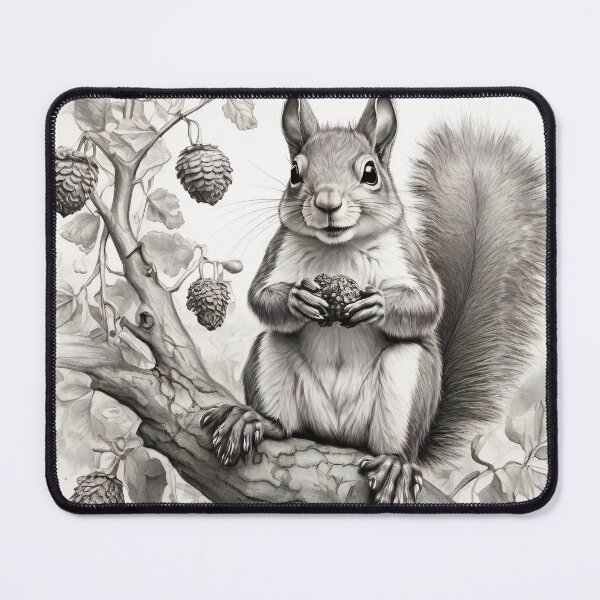 Item preview, Black and white Squirrel pencil drawing designed and sold by Pencil-Art.