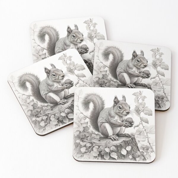 Item preview, Black and white Squirrel pencil drawing designed and sold by Pencil-Art.