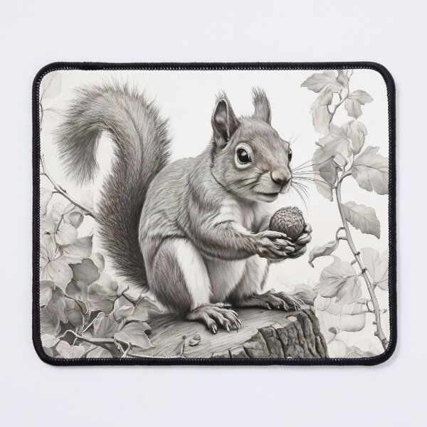 Item preview, Black and white Squirrel pencil drawing designed and sold by Pencil-Art.