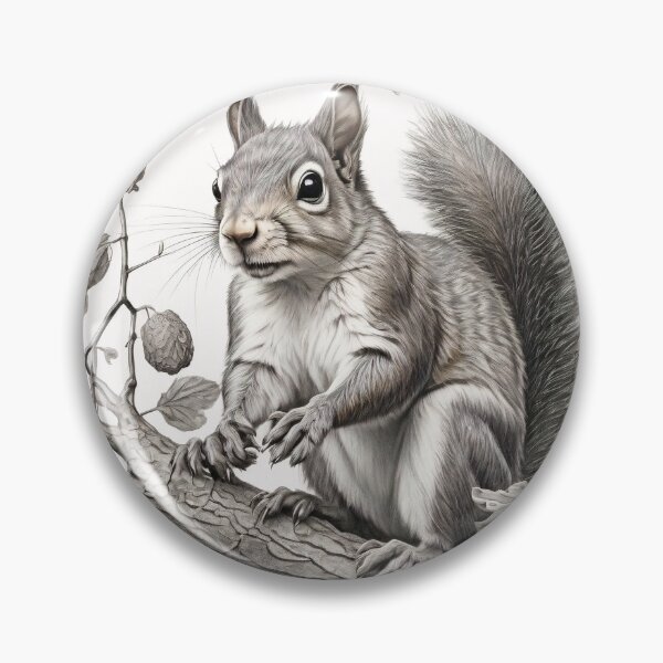 Item preview, Black and white Squirrel pencil drawing designed and sold by Pencil-Art.