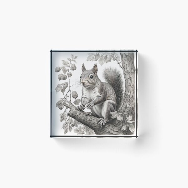 Item preview, Black and white Squirrel pencil drawing designed and sold by Pencil-Art.