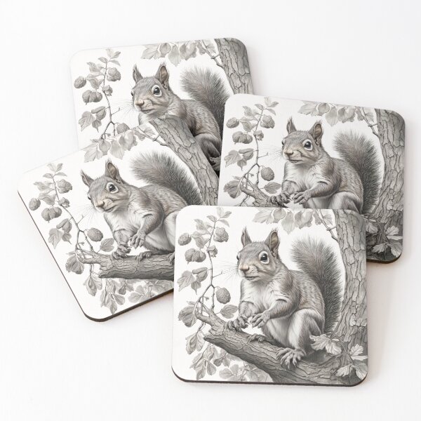 Item preview, Black and white Squirrel pencil drawing designed and sold by Pencil-Art.