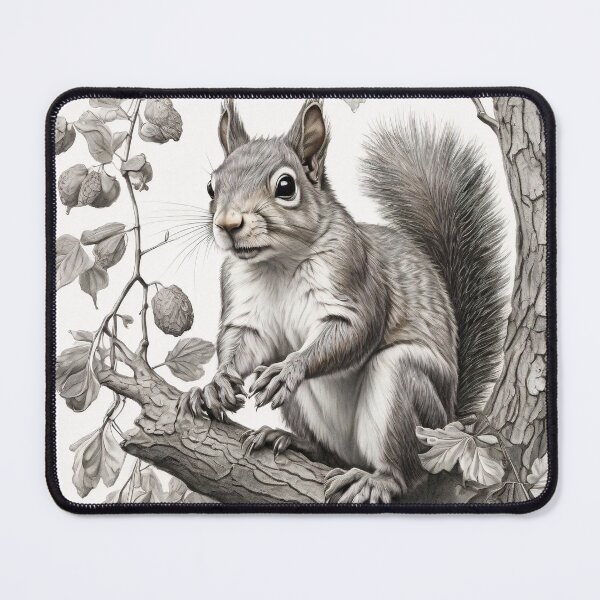 Item preview, Black and white Squirrel pencil drawing designed and sold by Pencil-Art.