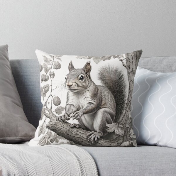 Item preview, Black and white Squirrel pencil drawing designed and sold by Pencil-Art.