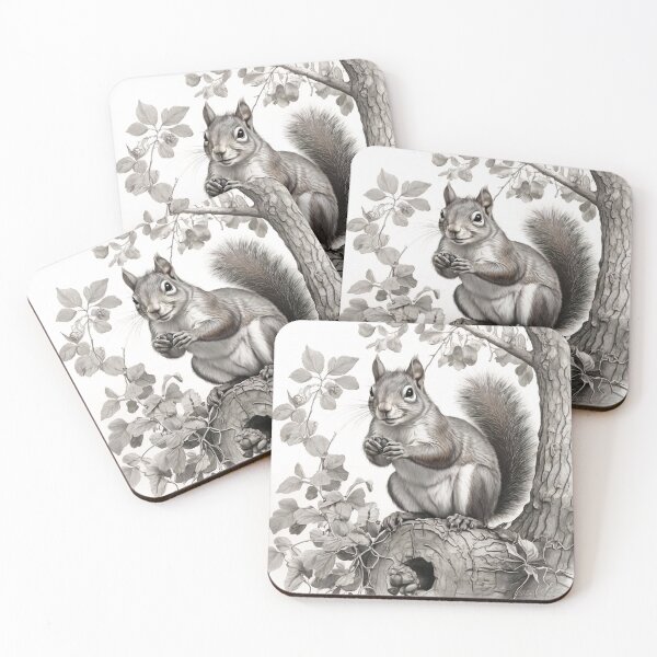 Item preview, Black and white Squirrel pencil drawing designed and sold by Pencil-Art.