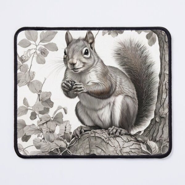 Item preview, Black and white Squirrel pencil drawing designed and sold by Pencil-Art.