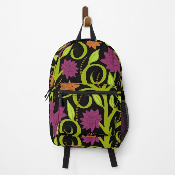 Item preview, Swirly leaves vines and flowers on black background designed and sold by MarySchwindt.