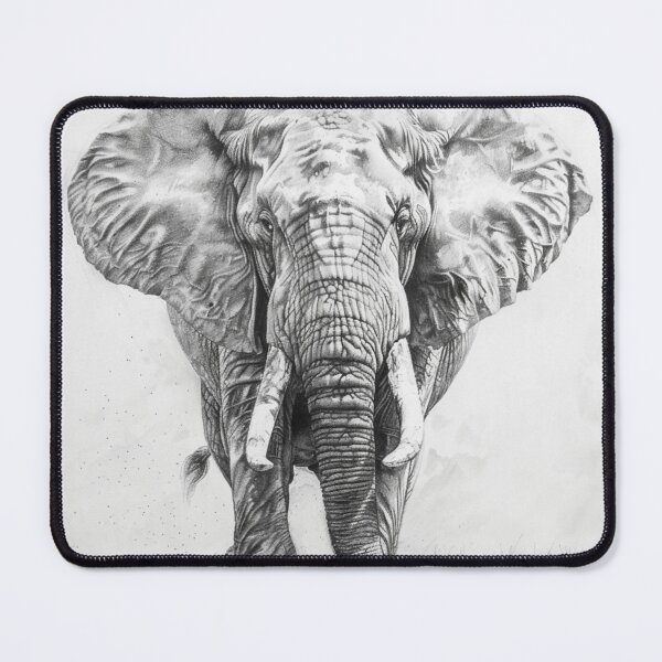 Item preview, Black and White Elephant pencil drawing designed and sold by Pencil-Art.