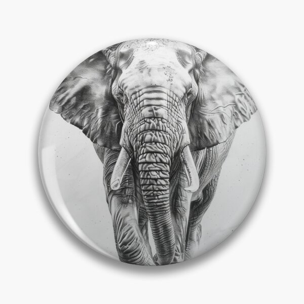 Item preview, Black and White Elephant pencil drawing designed and sold by Pencil-Art.