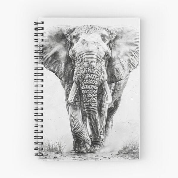 Item preview, Black and White Elephant pencil drawing designed and sold by Pencil-Art.