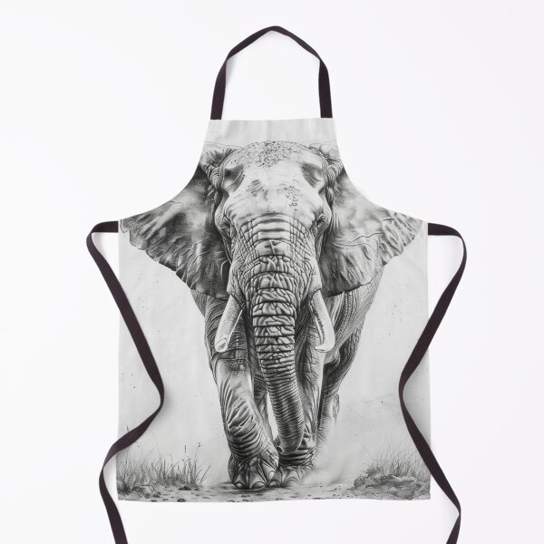 Item preview, Black and White Elephant pencil drawing designed and sold by Pencil-Art.