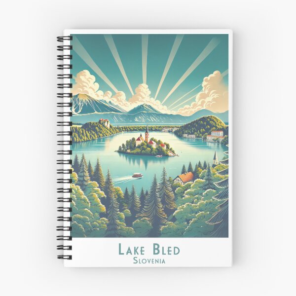 Item preview, Vintage Lake Bled Slovenia travel poster - Minimal Retro Illustration designed and sold by pod24.