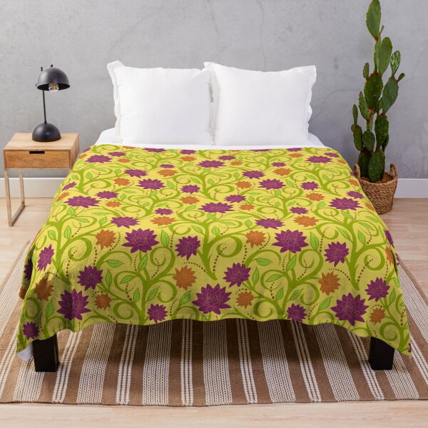Item preview, Swirly leaves vines and flowers on yellow background designed and sold by MarySchwindt.