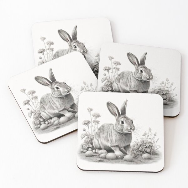 Item preview, Black and white Rabbit pencil drawing designed and sold by Pencil-Art.