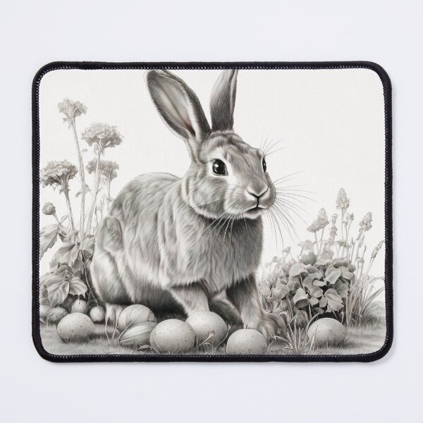 Item preview, Black and white Rabbit pencil drawing designed and sold by Pencil-Art.