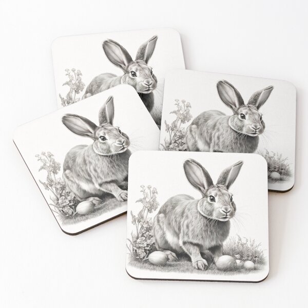 Item preview, Black and white Rabbit pencil drawing designed and sold by Pencil-Art.