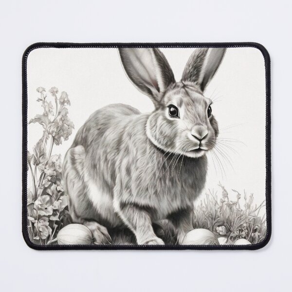 Item preview, Black and white Rabbit pencil drawing designed and sold by Pencil-Art.
