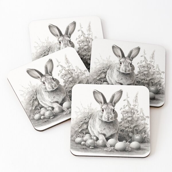 Item preview, Black and white Rabbit pencil drawing designed and sold by Pencil-Art.
