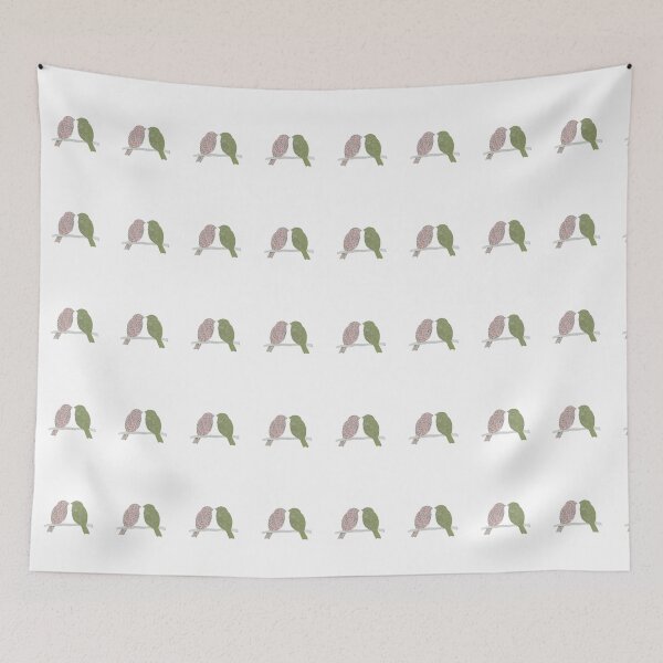 Item preview, Lovebirds,  Pink, green and white - Silhouette Collection designed and sold by CuratedDesignCa.