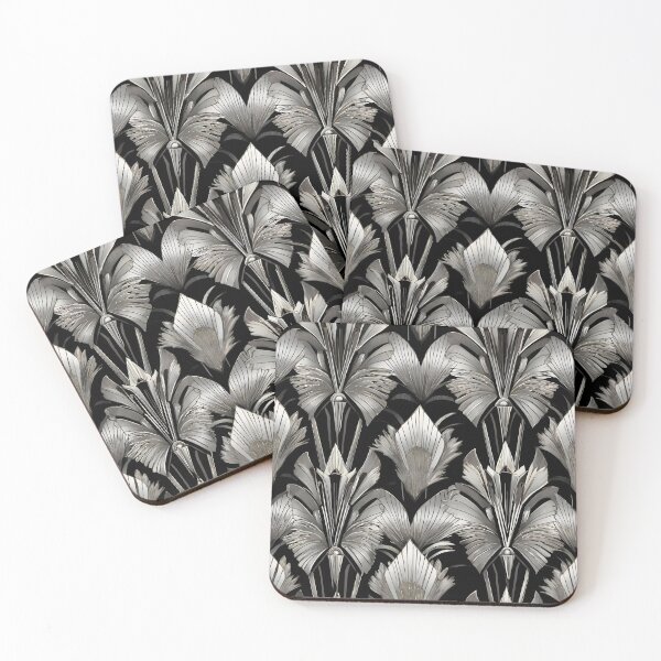 Item preview, Art Nouveau Geometric Silver and Black Pattern designed and sold by SloganExpress.