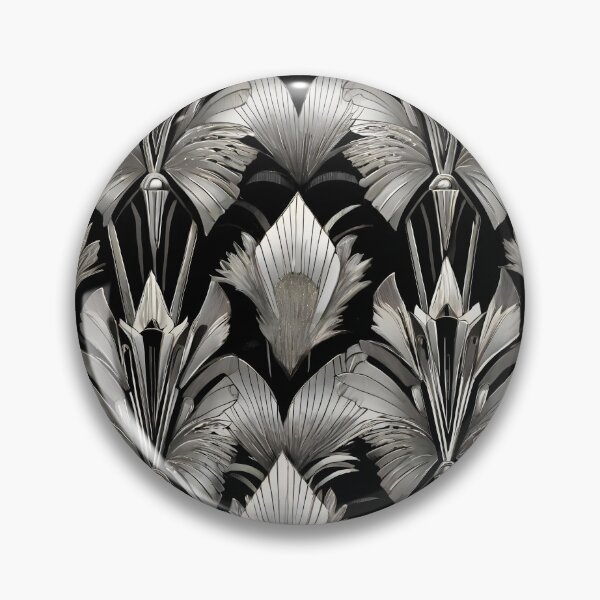 Item preview, Art Nouveau Geometric Silver and Black Pattern designed and sold by SloganExpress.