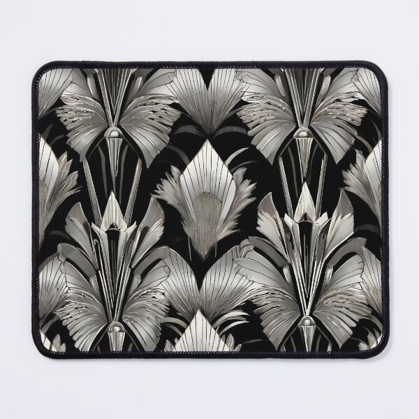 Item preview, Art Nouveau Geometric Silver and Black Pattern designed and sold by SloganExpress.