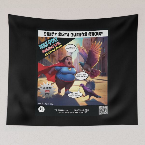 Aperçu de l'œuvre Roly-Poly Rescue Squad - Pigeon Kryptonite - Numéro 7 créée et vendue par SwiftSlothMedia.