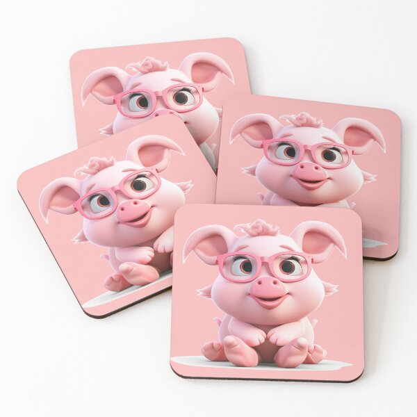 Aperçu de l'œuvre Petit cochon mignon avec des lunettes roses créée et vendue par TeeTemptation.
