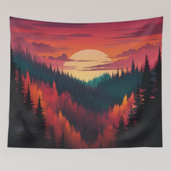 Item preview, Dark Forest Silhouettes at Sunset designed and sold by Creastore.