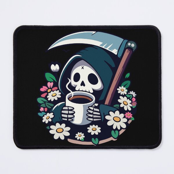 Item preview, Cute reaper drinking coffee designed and sold by Flamprincesss.