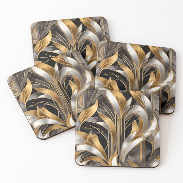 Item preview, Art Deco Nouveau Geometric Leaf Pattern designed and sold by SloganExpress.
