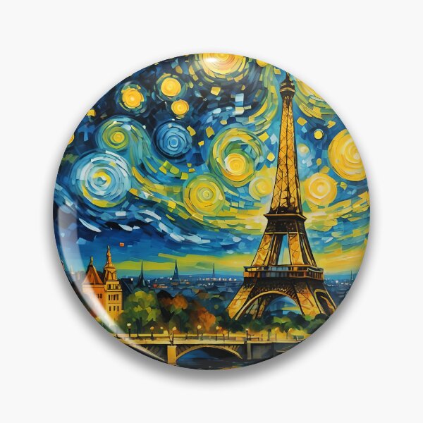 Item preview, Paris Eiffel tower cityscape Starry Night Van Gogh Style designed and sold by EmeraldeaArt.