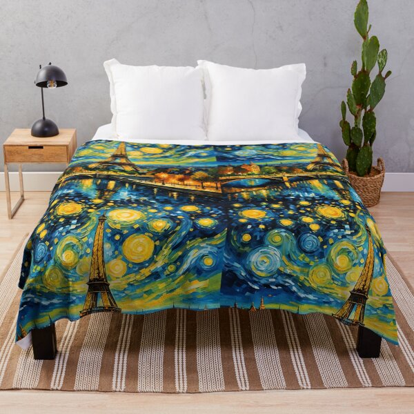 Item preview, Paris Eiffel tower cityscape Starry Night Van Gogh Style designed and sold by EmeraldeaArt.