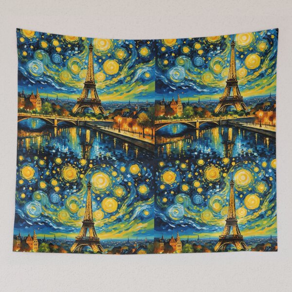Item preview, Paris Eiffel tower cityscape Starry Night Van Gogh Style designed and sold by EmeraldeaArt.