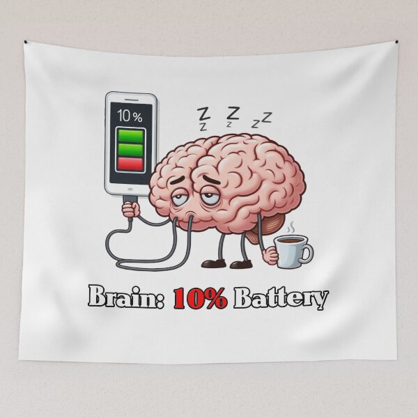 Item preview, Brain 10% Battery funny art progress bar coffee designed and sold by ViralBrowser.