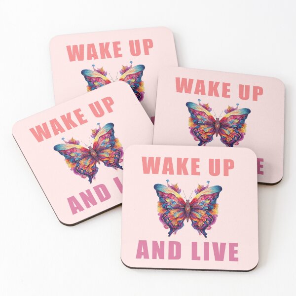 Item preview, wake up and live positive, quotes nature butterfly designed and sold by La Loca.