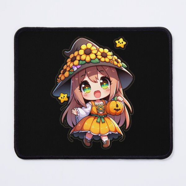 Item preview, Halloween Kawaii Girl With Yellow Flowers designed and sold by Blink Art Studio.