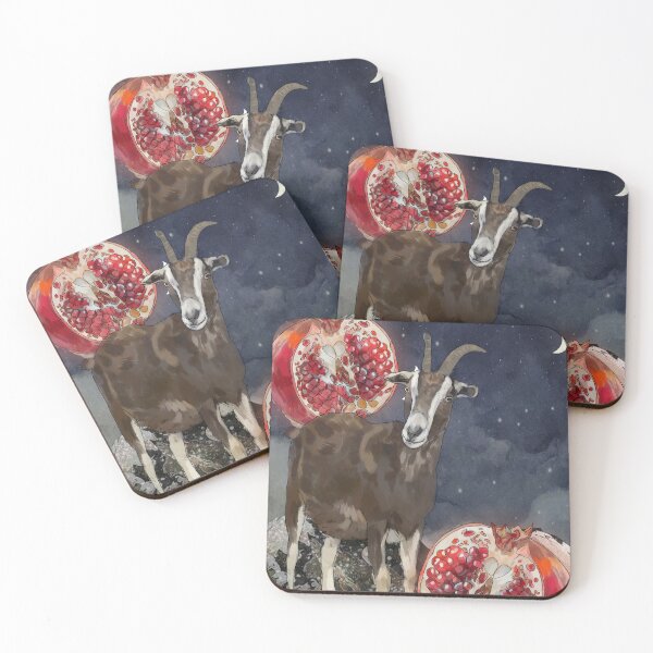 Item preview, 'Persephone' Watercolor of Pomegranates and Goat designed and sold by Venus-in-Virgo.