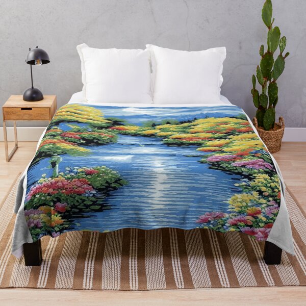 Item preview, Serene River Landscape Painting designed and sold by merve02shop.