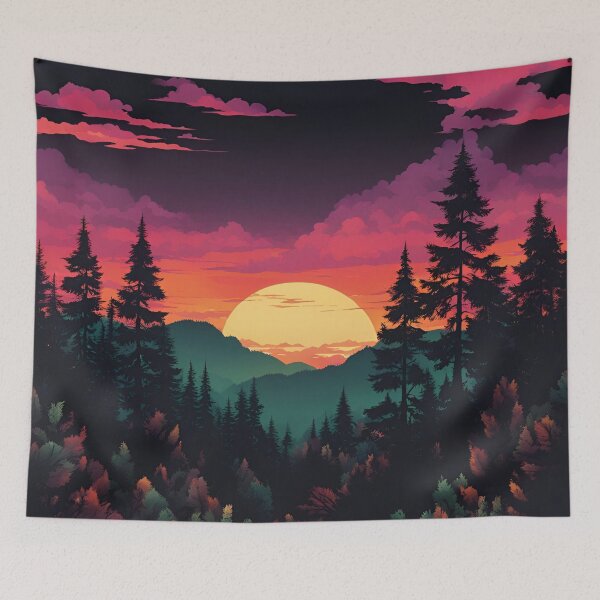 Item preview, Dark Forest Silhouettes at Sunset designed and sold by Creastore.