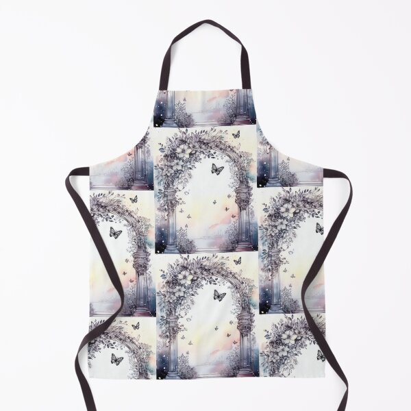 Artikelvorschau, Weißer Aquarell-Blumenbogen, Blumen und Aquarell-Schmetterlinge, schwarz und weiß entworfen und verkauft von navitalidesign.