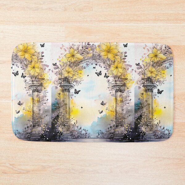 Item preview, Yellow and black watercolor floral arch, flowers and watercolour butterflies designed and sold by navitalidesign.