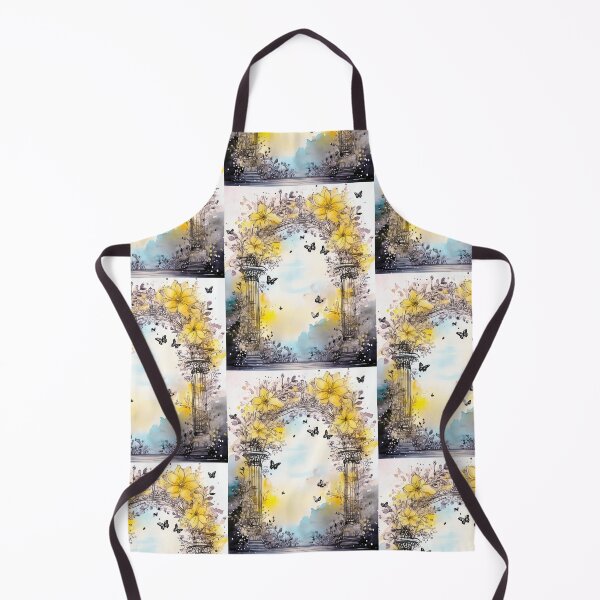 Artikelvorschau, Gelber und schwarzer Aquarell-Blumenbogen, Blumen und Aquarell-Schmetterlinge entworfen und verkauft von navitalidesign.