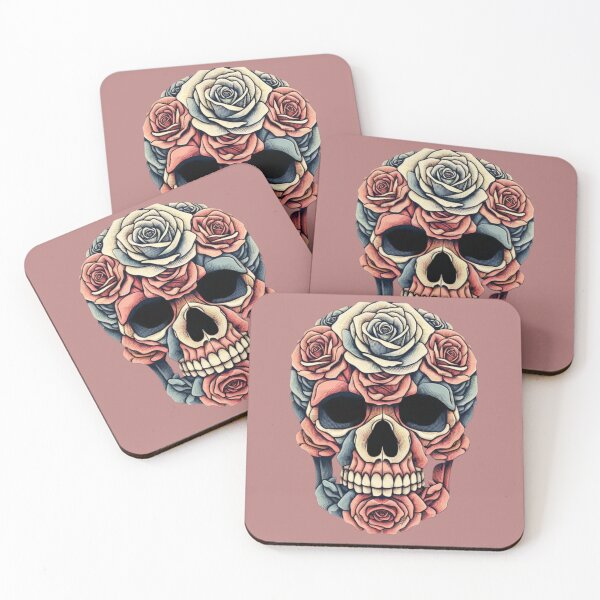 Item preview, Peach Rose Skull Art Sketch canvas designed and sold by ZulryLifestyles.
