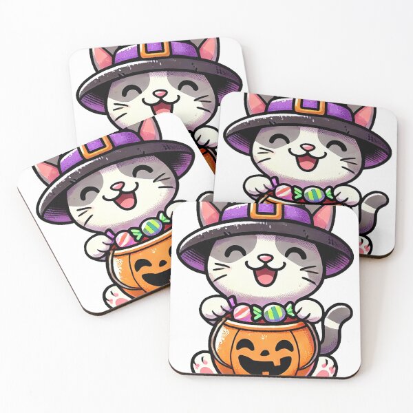 Item preview, Cute Halloween witch cat with a Jack'o'Lantern candy bag designed and sold by lliiaa1111.